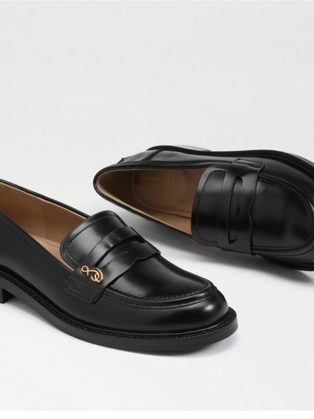 Sam Edelman Leather Penny Loafers with Gold Accent - Women